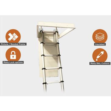 Metal Faced Non Fire Rated Loft Access Hatch with Large Loft Ladder 25mm